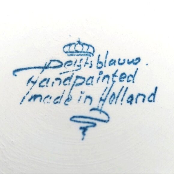 Handpainted Delft Blue Ceramic Bowl Holland Vintage MCM Windmill Pastoral - Picture 4 of 7